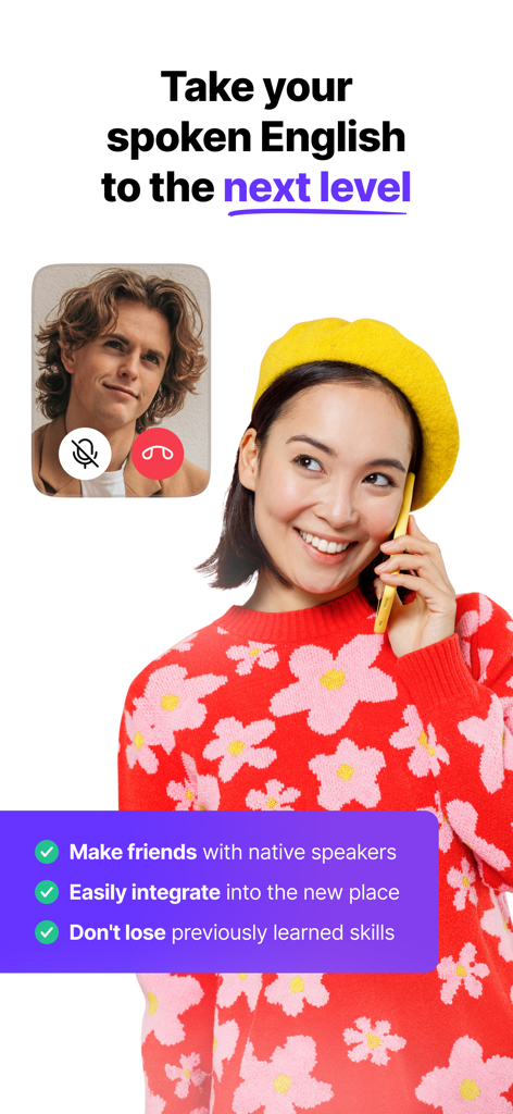 Speak Pal・Talk & Learn English - A woman using the Speak Pal app for English speaking practice