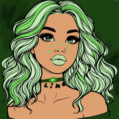 realistic girl with wavy hair and lips