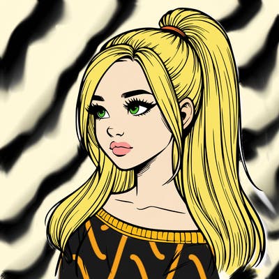 realistic girl with a high ponytail