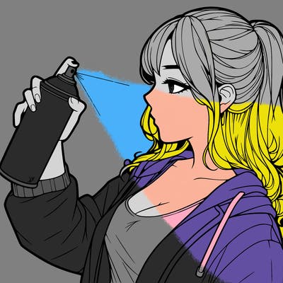 a realistic girl spray, painting
