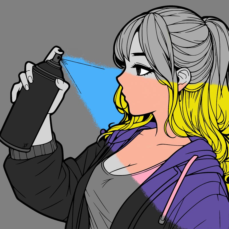 a realistic girl spray, painting