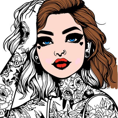 realistic girl with tattoos all over