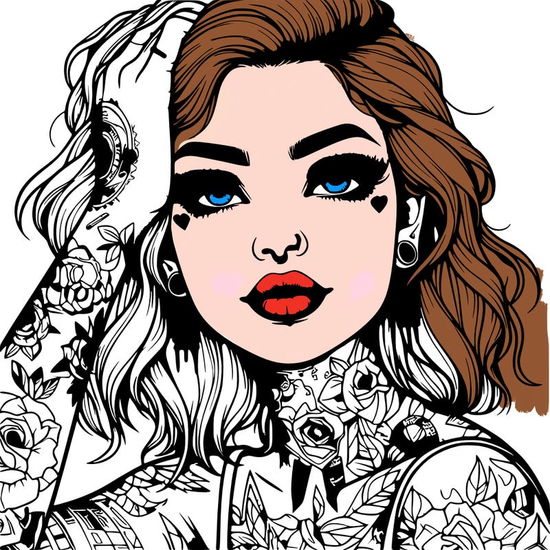 realistic girl with tattoos all over