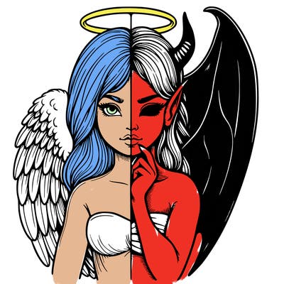 realistic angel half demon