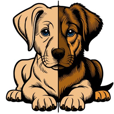 realistic dog split picture