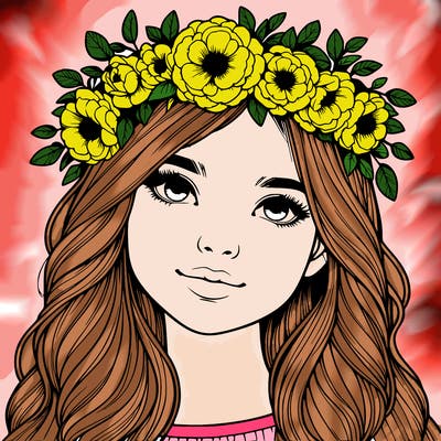 realistic girl with flower crown