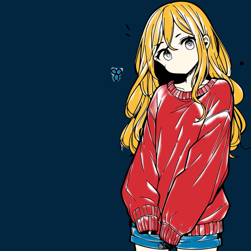 manga teen girl  in a sweater and baggy pants
