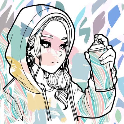 a realistic girl, spray painting