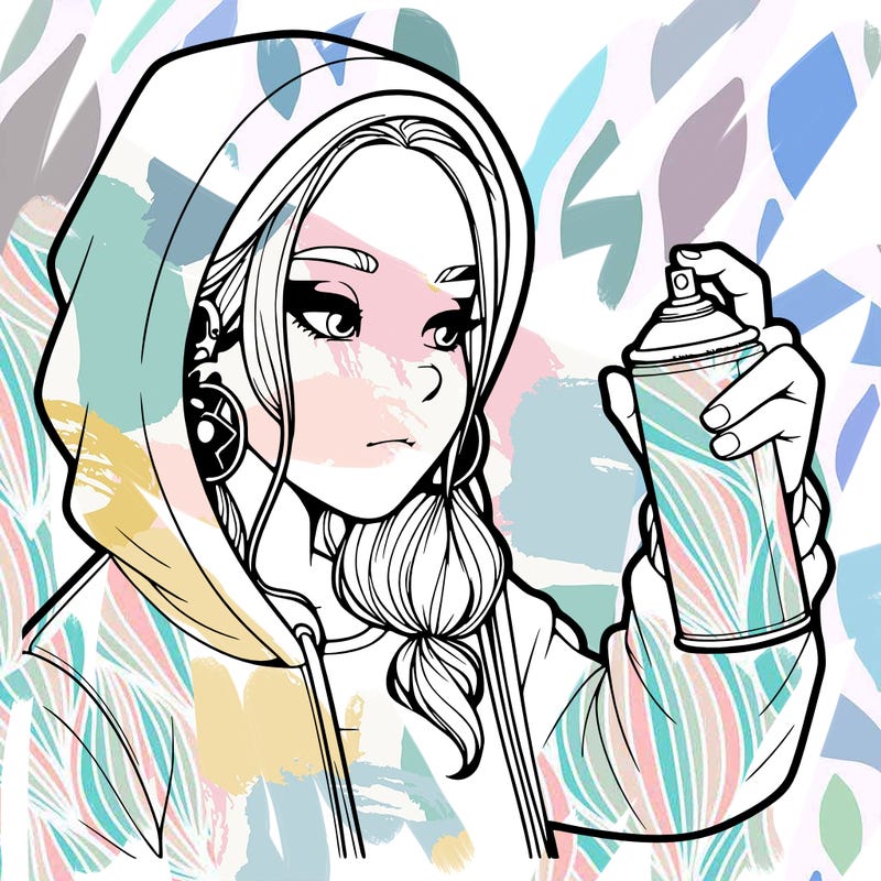 a realistic girl, spray painting
