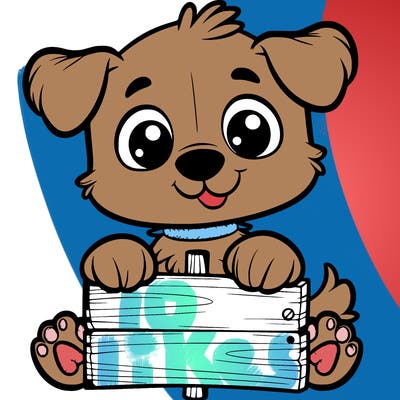 little doggy with a blank sign