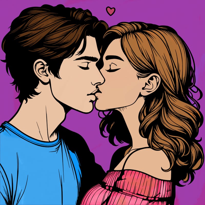 realistic couple kissing