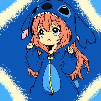 anime girl in a stitch onsie