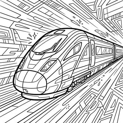 Embark on an exhilarating artistic journey with this high-speed train coloring page, perfect for anyone fascinated by modern engineering and rapid travel. Unleash your creativity as you bring this sleek, fast-moving marvel to life with your chosen colors.
