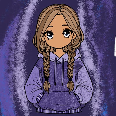 a realistic girl with a oversized hoodie and she has braids