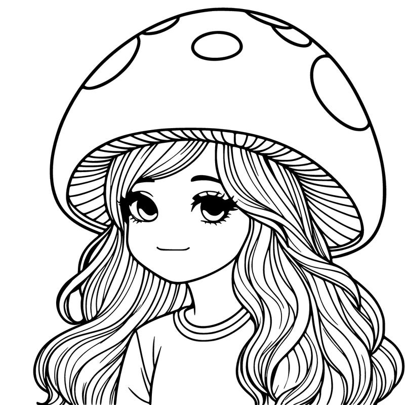 realistic girl wearing a mushroom hat