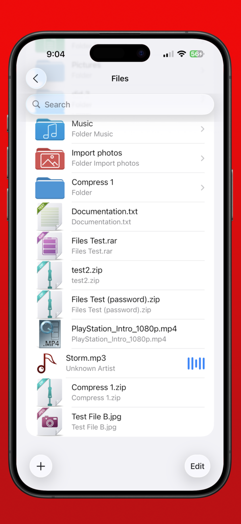 Private Browser Fast, eBrowser - eBrowser file manager screen showing folders and downloaded files like mp4 music and zip archives
