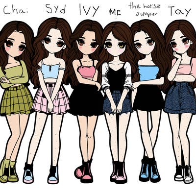 a group of girls realistic