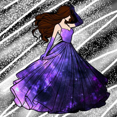 realistic woman with dress flowing in the wind