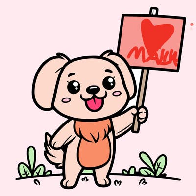 cute dog holding a sign