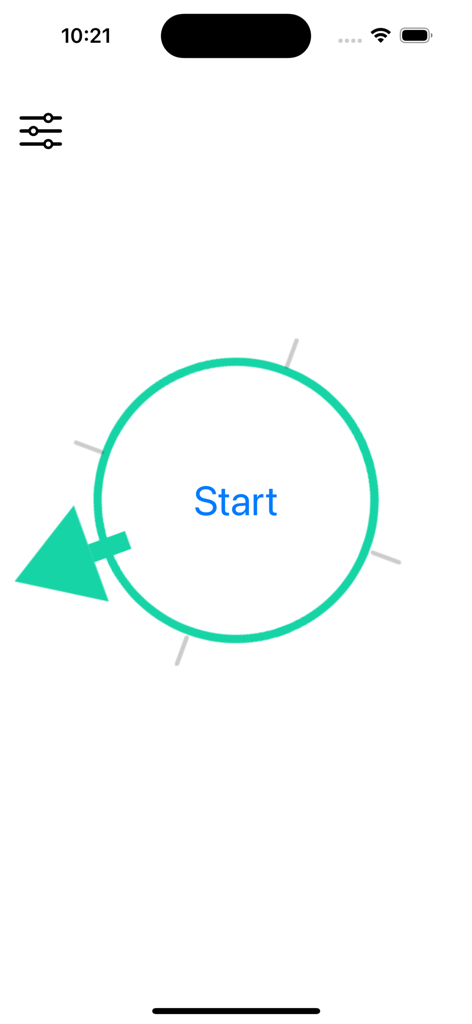 Roulette arrow - Flecha de ruleta verde minimalista y tablero circular con un botón de inicio para tomar decisiones grupales