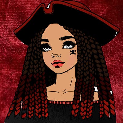 realistic girl with box braids and i realistic pirate hat