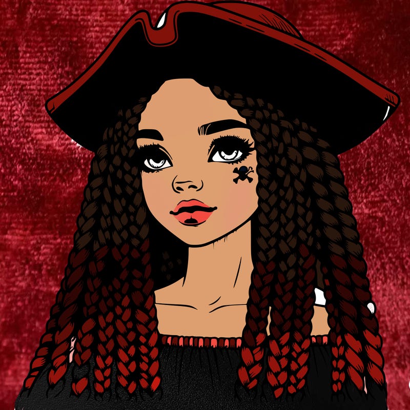 realistic girl with box braids and i realistic pirate hat