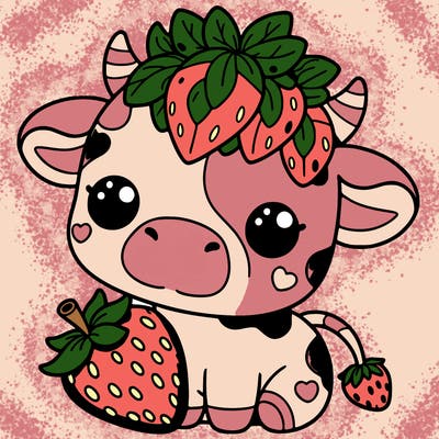 cute strawberry cow