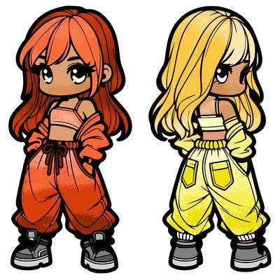 girl in crop top and baggy pants