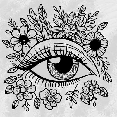 eye with flowers