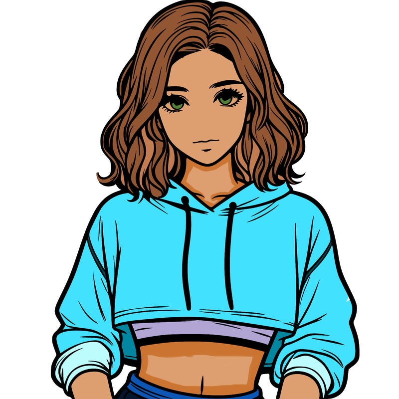 realistc girl wearing cropped hoodie