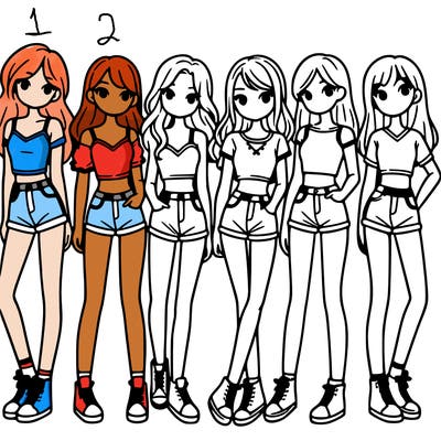 a group of girls wearing crop tops and shorts