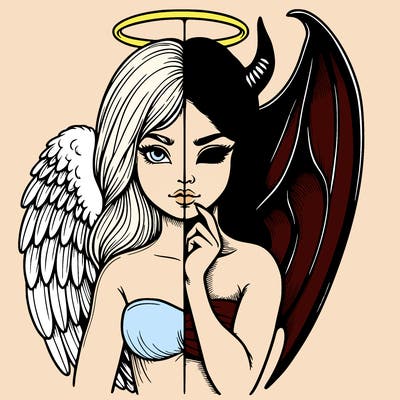 realistic angel half demon