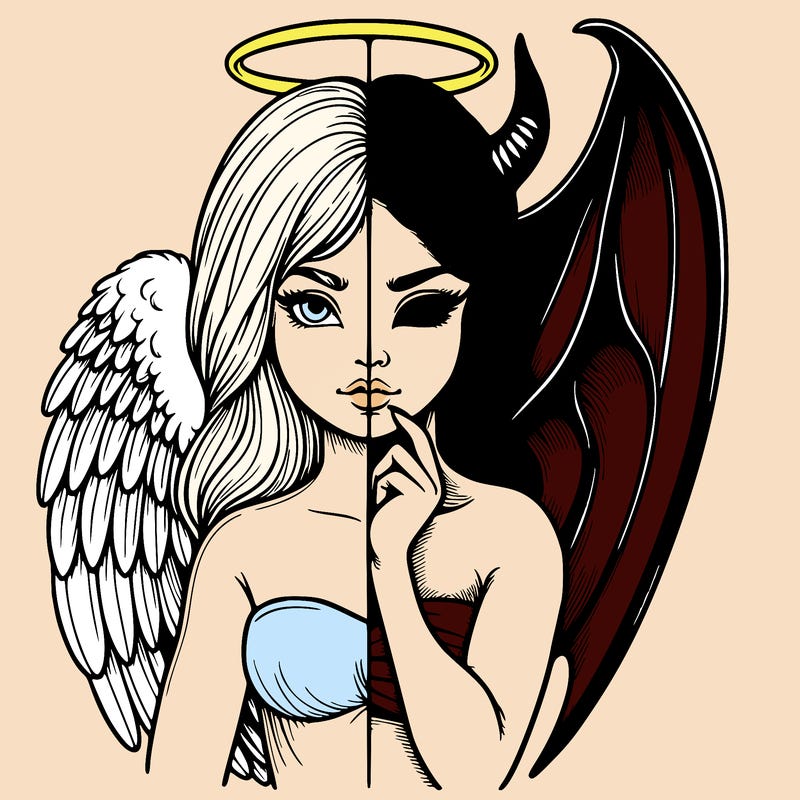 realistic angel half demon