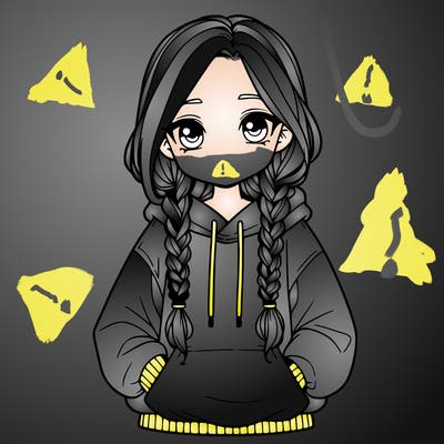 a realistic girl with a oversized hoodie and she has braids