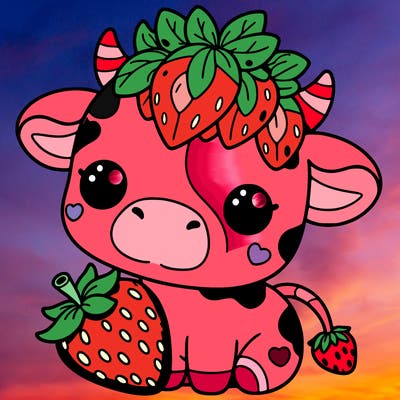 cute strawberry cow
