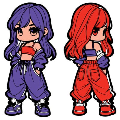 girl in crop top and baggy pants