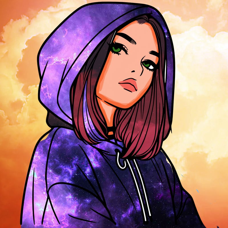 a realistic girl in a hoodie