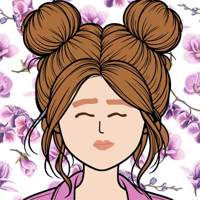 realistic girl with buns on the top of her hair