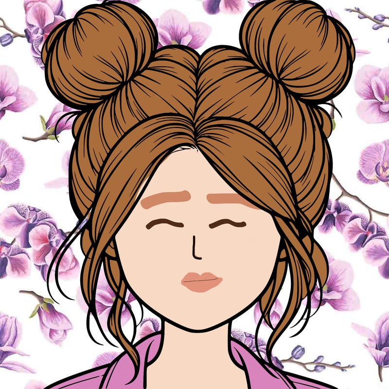 realistic girl with buns on the top of her hair
