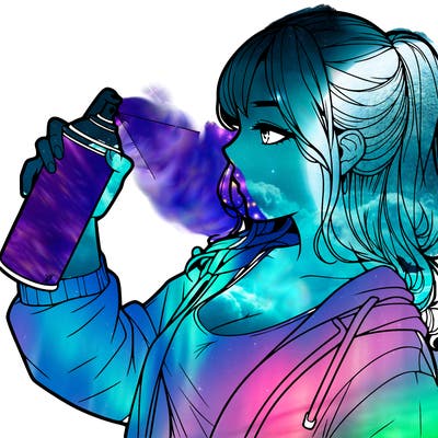 a realistic girl spray, painting