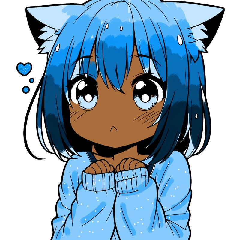 shy anime catgirl