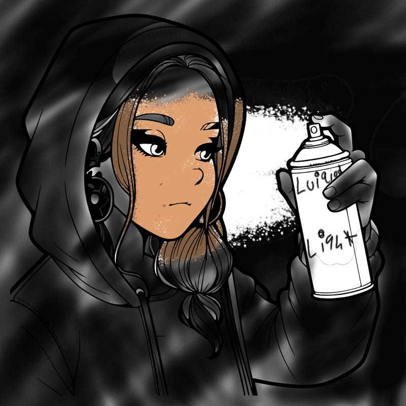 a realistic girl, spray painting