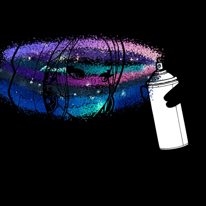 a realistic girl, spray painting