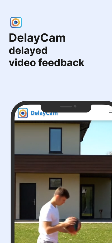 DelayCam - Aplicativo DelayCam exibindo feedback de vídeo atrasado de uma pessoa praticando basquete