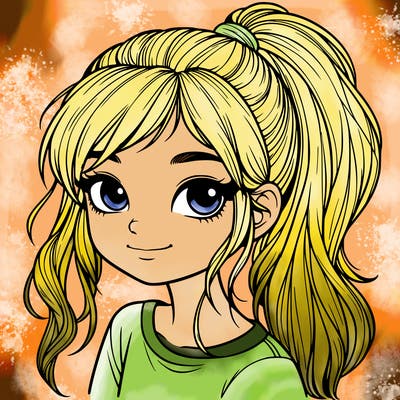 realistic girl with ponytail