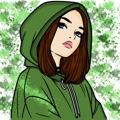 a realistic girl in a hoodie