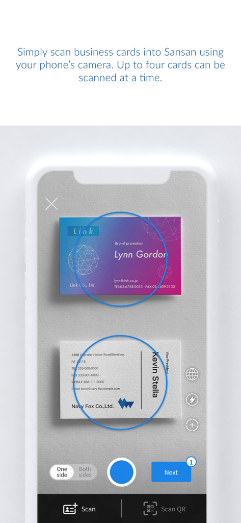 Sansan - Sansan app interface for scanning multiple business cards at once