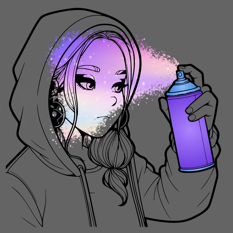 a realistic girl, spray painting