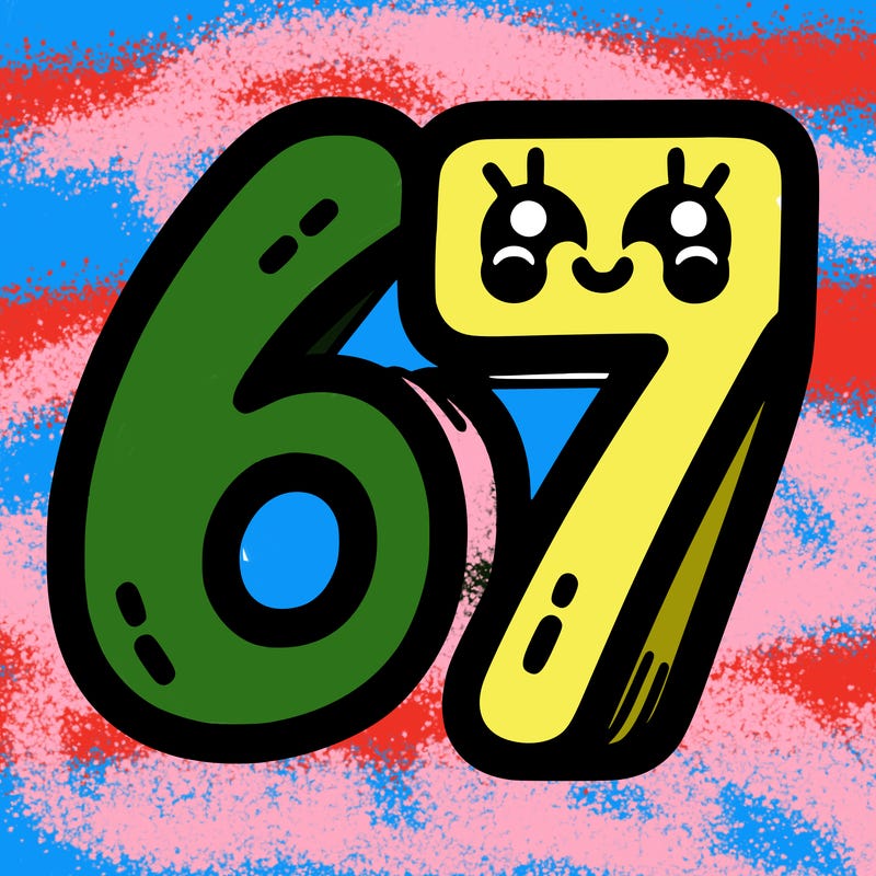 the numbers 67