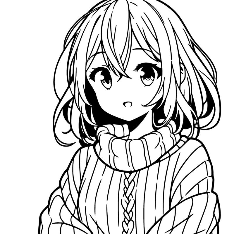 anime girl with sweater